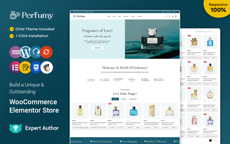 Perfumy - Perfumes, Deos and Fragrances WooCommerce Elementor Responsive Theme WooCommerce Theme