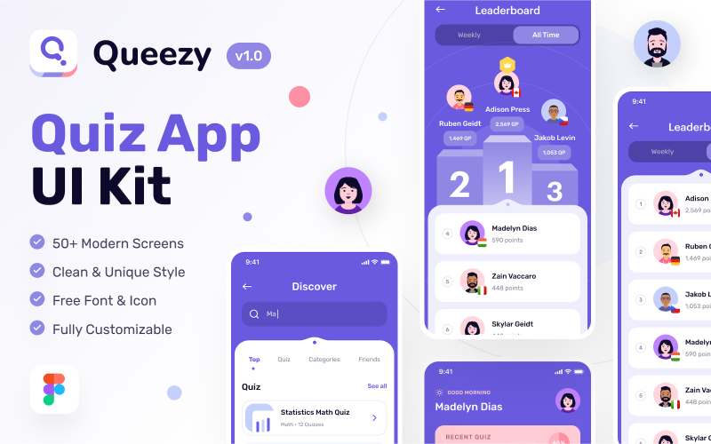 Queezy - Revolutionary Quiz App UI Kit UI Element
