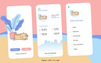 User Interface for Sleep Tracker App with Flat and Modern Style