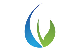 Waterdrop and leaf fresh nature ecology energy logo v16