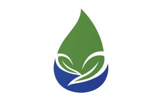 Waterdrop and leaf fresh nature ecology energy logo v23
