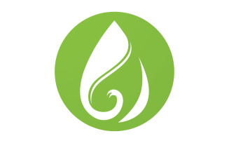 Waterdrop and leaf fresh nature ecology energy logo v29