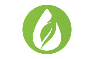 Waterdrop and leaf fresh nature ecology energy logo v32