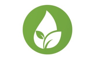 Waterdrop and leaf fresh nature ecology energy logo v46