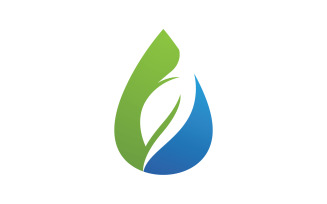 Waterdrop and leaf fresh nature ecology energy logo v8