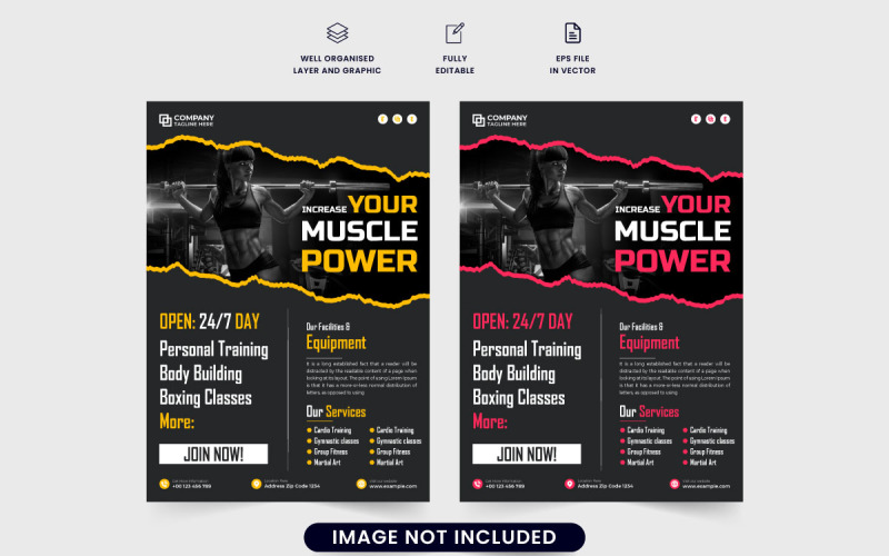 Fitness gym flyer template vector design Corporate Identity