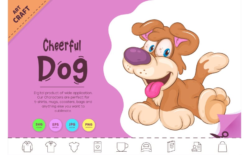 Cheerful Cartoon Dog. Clipart. Vector Graphic