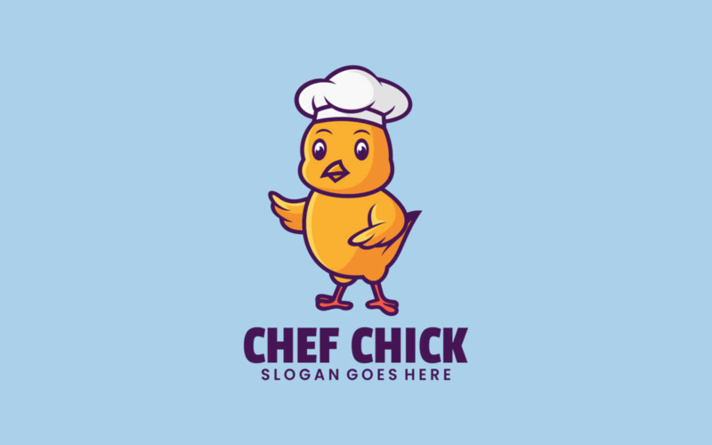 Chef Chick Mascot Cartoon Logo Logo Template