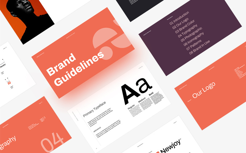 Coral | Brand Guidelines Template PowerPoint Template