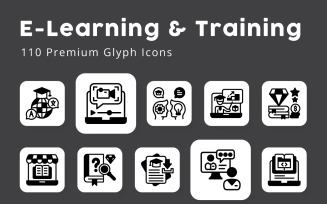 E Learning & Training Glyph Icons