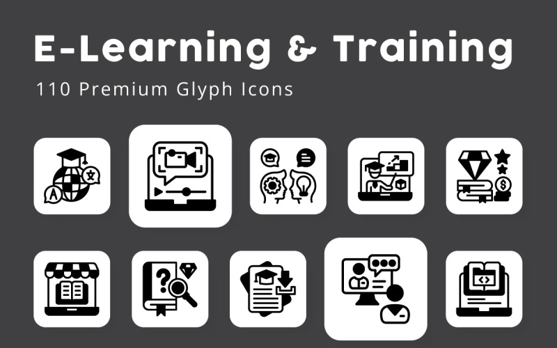 E Learning & Training Glyph Icons Icon Set