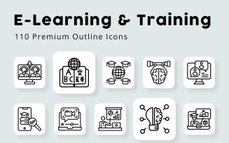 E Learning & Training Outline Icons