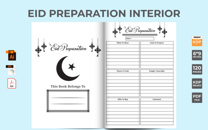 Eid Preparation Diary Interior Vector Planner