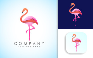Modern Colorful Flamingo Bird Logo Design