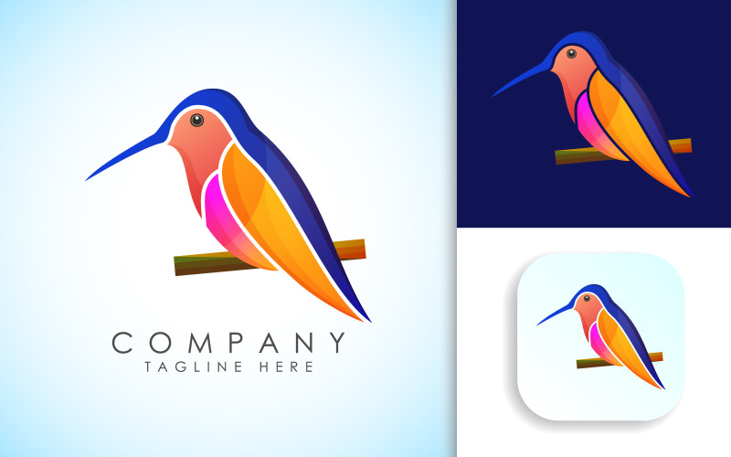 Modern Colorful Hummingbird Logo Design Logo Template