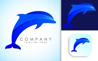 Modern Dolphin Gradient Logo. Fish Logo