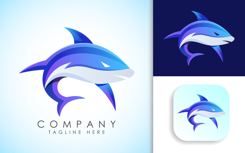 Modern Shark Gradient Logo. Fish Logo Logo Template