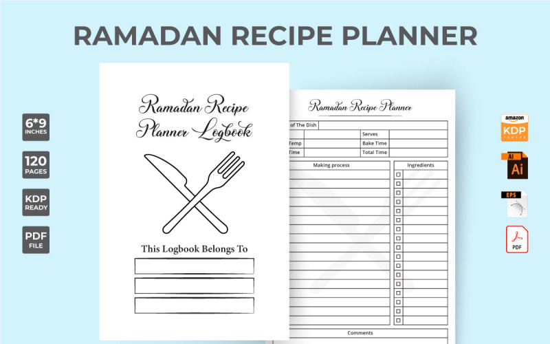Muslim Festival Recipe Log Book Vector Planner