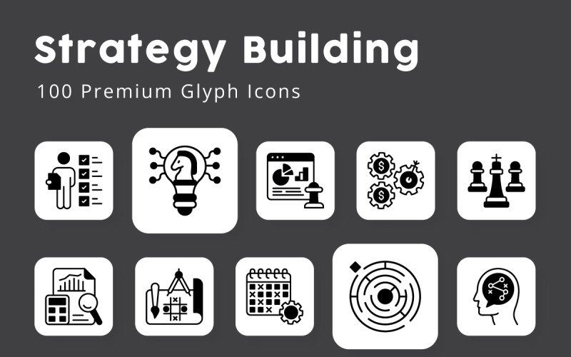 Strategy Building Glyph Icons Icon Set