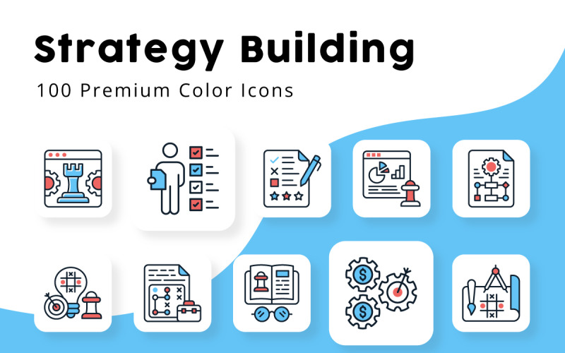 Strategy Building Minimal Color Icons Icon Set