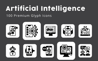 Artificial Intelligence Glyph Icons