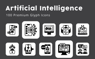 Artificial Intelligence Glyph Icons