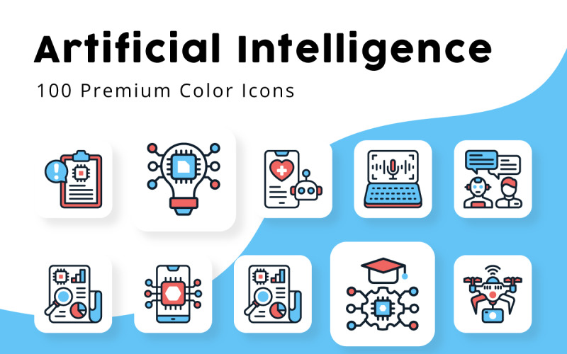 Artificial Intelligence Minimal Color Icons Icon Set