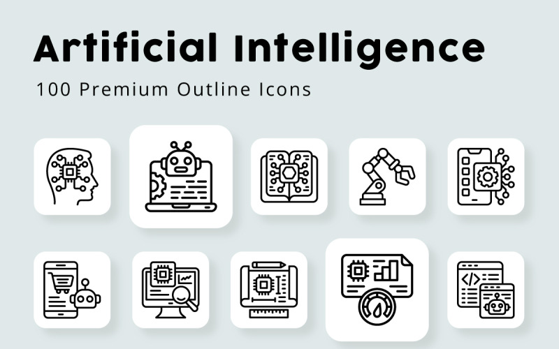 Artificial Intelligence Outline Icons Icon Set