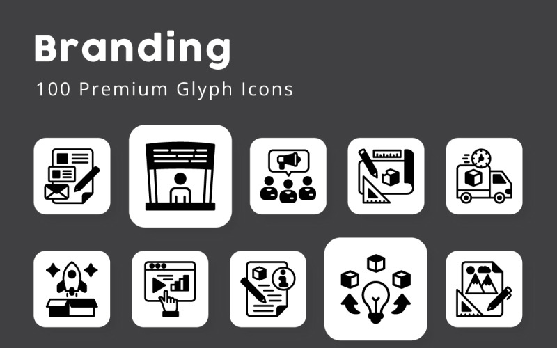 Branding Unique Glyph Icons Icon Set