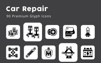 Car Repair Unique Glyph Icons