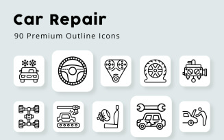 Car Repair Unique Outline Icons