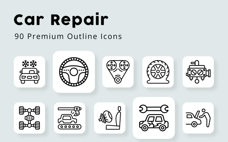 Car Repair Unique Outline Icons Icon Set
