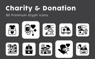 Charity and Donation Glyph Icons