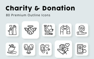 Charity and Donation Outline Icons