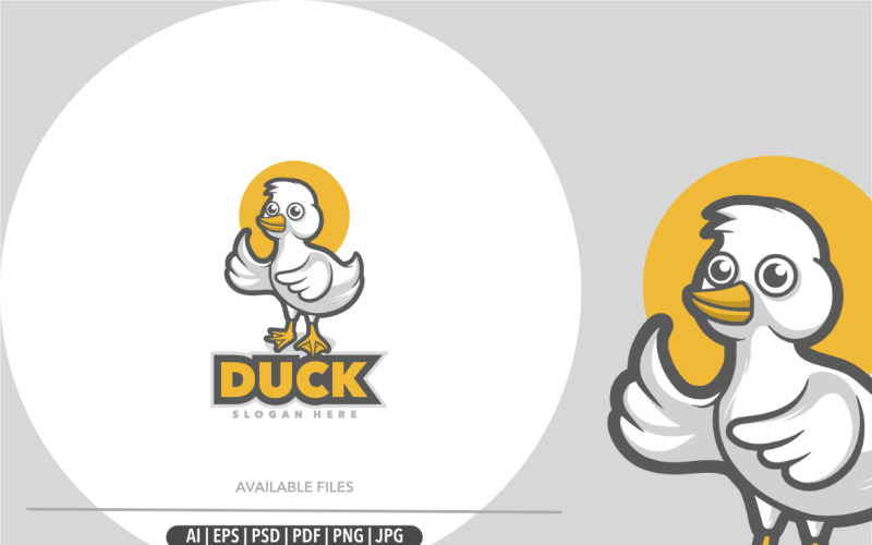 Duck cute cartoon mascot logo template Logo Template