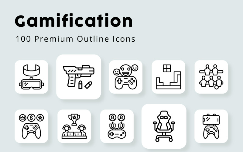 Gamification Unique Outline Icons Icon Set