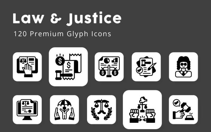Law and Justice Glyph Icons Icon Set