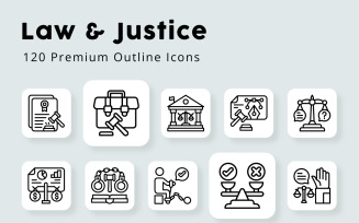 Law and Justice Outline Icons
