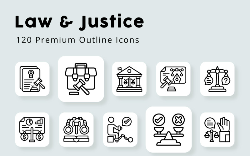 Law and Justice Outline Icons Icon Set
