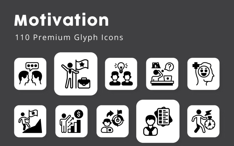 Motivation Unique Glyph Icons Icon Set
