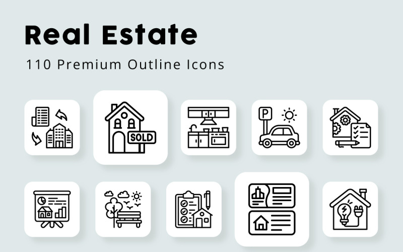 Real Estate Outline Icons Icon Set