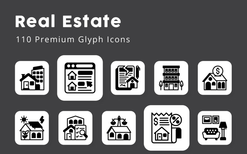 Real Estate Unique Glyph Icons Icon Set