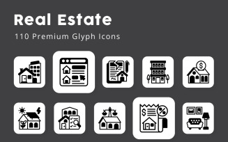 Real Estate Unique Glyph Icons