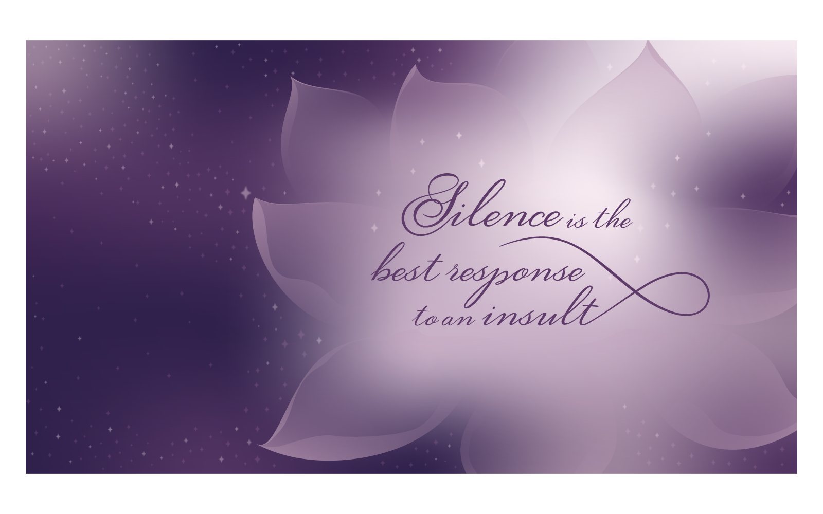 Starry Inspirational Background Image 14400x8100px with Message of Response to an Insult