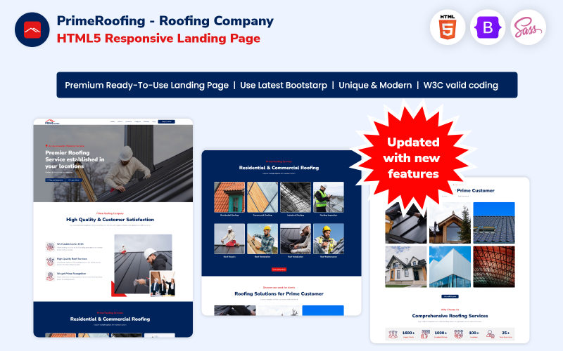 PrimeRoofing - Roofing Company HTML5 Responsive Landing Page Landing Page Template
