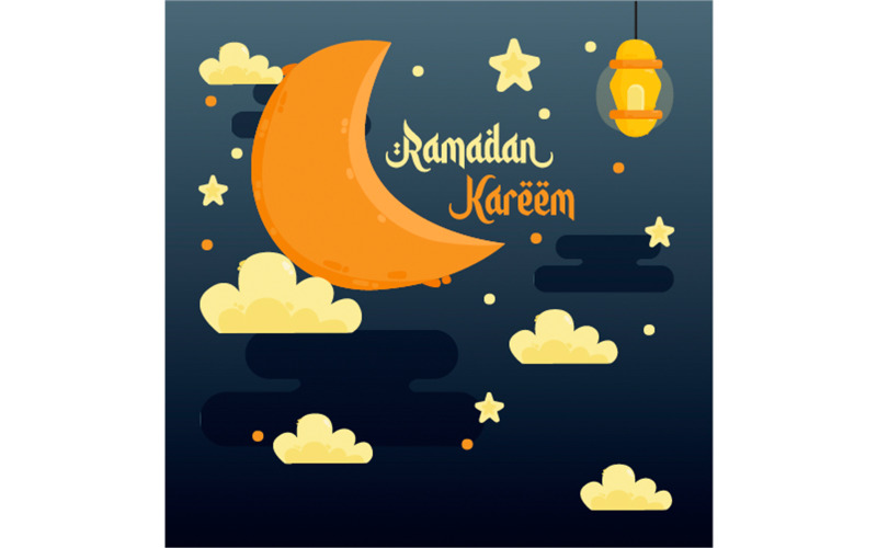 Ramadan Kareem Greeting with Lantern Illustration