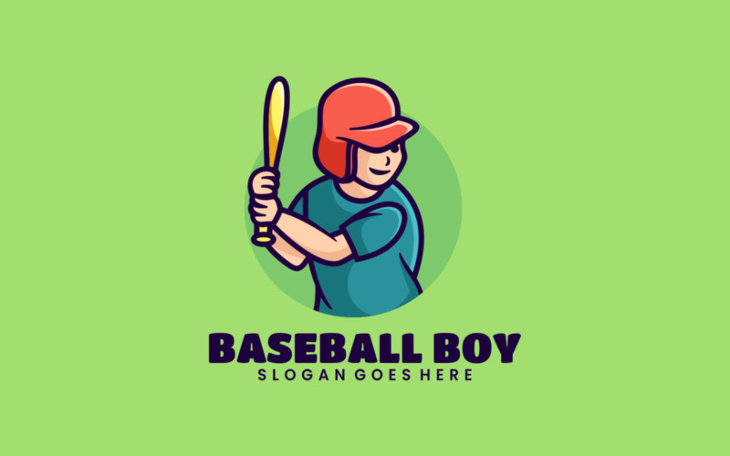 Baseball Boy Cartoon Logo Logo Template