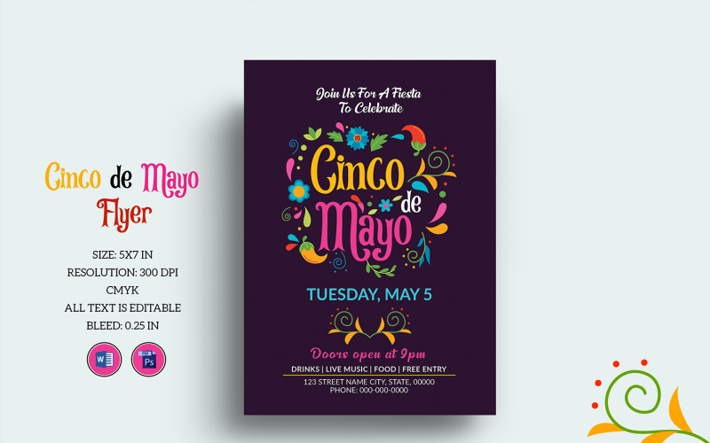 Cinco De Mayo Celebration Party Invitation Flyer template Corporate Identity