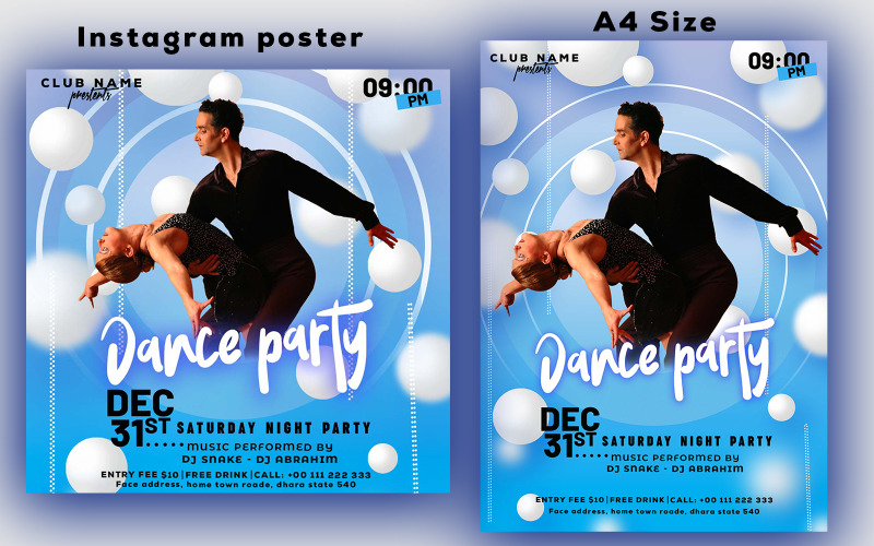 Dance Flyer Template. Modern and Elegant Design for Flyer. Corporate Identity