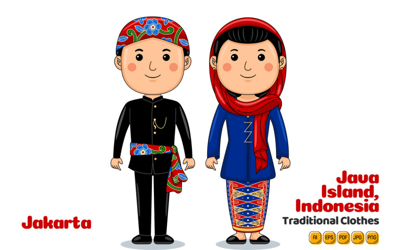 Jakarta Indonesia Traditional Cloth 01 Vector Graphic